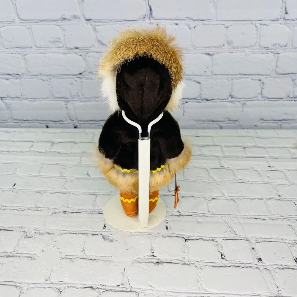 Vintage Artist Eskimo Girl Inuit Doll Native Alaskan Carlson Real Rabbit Fur